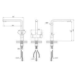 Змішувач для кухн Lidz Ariaі 24F-SFS, F-подібний з використанням фільтрованої води (k35) Змішувач для кухн Lidz Ariaі 24F-SFS, F-подібний з використанням фільтрованої води (k35)