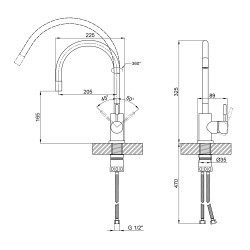 Змішувач для кухні Lidz Aria 04R-BFS з гнучким виливом 43364 15F3 43364