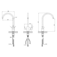 Змішувач для кухні Lidz Aria 24U-SFS, U-подібний з підключенням фільтра (k35) Змішувач для кухні Lidz Aria 24U-SFS, U-подібний з підключенням фільтра (k35)