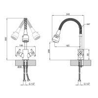 Змішувач Wind для кухні 13R-SFS, U-подібний гнучкий букс керамічний Lidz