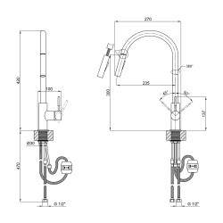 Змішувач для кухні Lidz Aria 04U-SFS з висувним виливом
