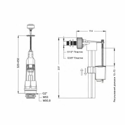 Зливний механізм для унітаза LT05 з клапаном бокової подачі 1/2, хром кнопка Lidz Зливний механізм для унітаза LT05 з клапаном бокової подачі 1/2, хром кнопка Lidz