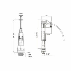 Зливний механізм для унітаза LT06 з клапаном нижньої подачі 1/2, хром кнопка Lidz Зливний механізм для унітаза LT06 з клапаном нижньої подачі 1/2, хром кнопка Lidz