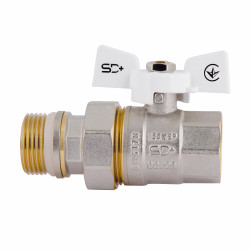 Кран кульовий з америк.(конус) антипротікання прямий метелик латун. нікелір. 1"зв PN40 SD900NW25PN40 SD Plus Кран кульовий з америк.(конус) антипротікання прямий метелик латун. нікелір. 1"зв PN40 SD900NW25PN40 SD Plus