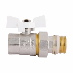 Кран кульовий з америк.(конус) антипротікання прямий метелик латун. нікелір. 1"зв PN40 SD900NW25PN40 SD Plus Кран кульовий з америк.(конус) антипротікання прямий метелик латун. нікелір. 1"зв PN40 SD900NW25PN40 SD Plus