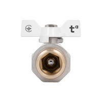 Кран кульовий з америк.(конус) антипротікання прямий метелик латун. нікелір. 1"зв PN40 SD900NW25PN40 SD Plus