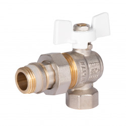 Кран кульовий з америк.(конус) антипротікання кутовий метелик латун. нікелір. 1\2"зв PN40 SD901NW15PN40 SD Plus