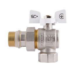 Кран кульовий з америк.(конус) антипротікання кутовий метелик латун. нікелір. 3\4"зв PN40 SD901NW20PN40 SD Plus Кран кульовий з америк.(конус) антипротікання кутовий метелик латун. нікелір. 3\4"зв PN40 SD901NW20PN40 SD Plus
