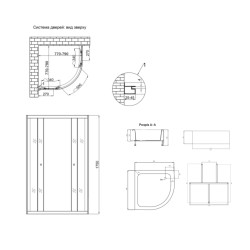 Душова кабіна Latwa SC80x80.SAT.MID.GR полукругла, скло тон. 4 мм + Душовий піддон KAPIELKA ST80x80x26, з панеллю Lidz