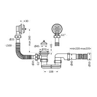 Сифон для ванни Lidz LSW05 випуск 70 мм, плоский, без ревізії, із пробкою на ланцюгу (вихід гофра 40/50мм) Сифон для ванни Lidz LSW05 випуск 70 мм, плоский, без ревізії, із пробкою на ланцюгу (вихід гофра 40/50мм)