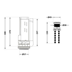 Зливний механізм для унітаза LT02 без клапана, 3/6 л, хром кнопка Lidz Зливний механізм для унітаза LT02 без клапана, 3/6 л, хром кнопка Lidz
