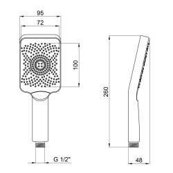 Qtap Rucni Лійка для ручного душу 145x90 мм прямокутна QTRUCA145S1GRP Graphite