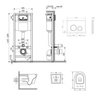 Готове рішення Qtap для ванної кімнати: підвісний унітаз Swan Ultra Quiet + комплект інсталяції Nest 4 в 1 (кругла клавіша Black mat)