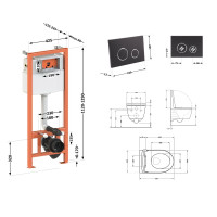 Комплект: Qtap Scorpio Ultra Quiet унітаз підвісний QT1433053EUQW + Nest комплект інсталяції 4в1 (кругла клавіша Black mat) QT0133M425 + M11V1146MB Комплект: Qtap Scorpio Ultra Quiet унітаз підвісний QT1433053EUQW + Nest комплект інсталяції 4в1 (кругла клавіша Black mat) QT0133M425 + M11V1146MB