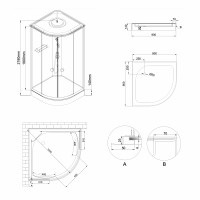 Гідромасажний бокс Lidz Tani SBM90x90.SAT.LOW.FR, скло Frost 4 мм