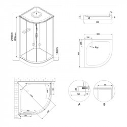 Гідробокс Lidz Tani SBM90x90.SAT.LOW.GR, скло тоноване 4 мм Гідробокс Lidz Tani SBM90x90.SAT.LOW.GR, скло тоноване 4 мм