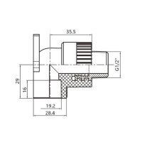 Кут з поліпроп. (90) 20х1/2"з настін. кріплен. д/поліпроп. труб Thermo Alliance