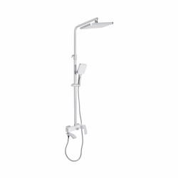 Душова система універсальна Qtap Swan Cascada на три споживача (з виливом) QTSWA111CRW45570 Chrome/White