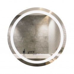 Дзеркало Qtap Mideya R800 з LED-підсвічуванням Touch, з антизапотіванням, з годинником, димером, рег. яскравості QT2078NCR8080W Дзеркало Qtap Mideya R800 з LED-підсвічуванням Touch, з антизапотіванням, з годинником, димером, рег. яскравості QT2078NCR8080W