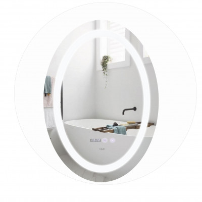 Дзеркало Qtap Mideya 500х700 з LED-підсвічуванням Touch, з антизапотіванням, з годинником, димером, рег. яскравості QT2078NCR5070W Дзеркало Qtap Mideya 500х700 з LED-підсвічуванням Touch, з антизапотіванням, з годинником, димером, рег. яскравості QT2078NCR5070W