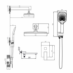 Душова система універсальна Qtap Gemini прихованого монтажу на три споживача QTGEM114CRM45702 Chrome Душова система універсальна Qtap Gemini прихованого монтажу на три споживача QTGEM114CRM45702 Chrome