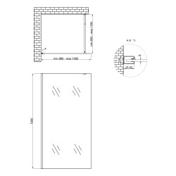 Душова перегородка Qtap Walk-In Standard BLM201.C8 100х200 см, скло Clear 8 мм, покриття CalcLess