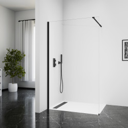 Душова перегородка Qtap Walk-In Standard BLM201.C8 100х200 см, скло Clear 8 мм, покриття CalcLess