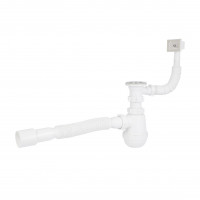 Сифон для кухонної мийки Lidz LK17, колбовий з квадратним переливом (вихід 50 мм)