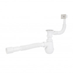 Сифон для кухонної мийки Lidz LK17, колбовий з квадратним переливом (вихід 50 мм)