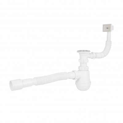 Сифон для кухонної мийки Lidz LK17, колбовий з квадратним переливом (вихід 50 мм)