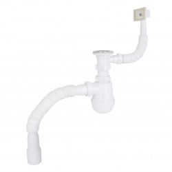 Сифон для кухонної мийки Lidz LK17, колбовий з квадратним переливом (вихід 50 мм)