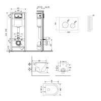 Комплект: Qtap Taurus Ultra Quiet унітаз підвісний QT2433084EUQW + Nest комплект інсталяції 4в1 (Клавіша кругла White) QT0133M425 + QT0111M11110W