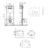 Комплект: Qtap Taurus Ultra Quiet унітаз підвісний QT2433084EUQW + Nest комплект інсталяції 4в1 (Клавіша кругла Satin) QT0133M425 + QT0111M11111SAT