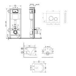 Комплект: Qtap Taurus Ultra Quiet унітаз підвісний QT2433084EUQW + Nest комплект інсталяції 4в1 (Клавіша кругла Satin) QT0133M425 + QT0111M11111SAT