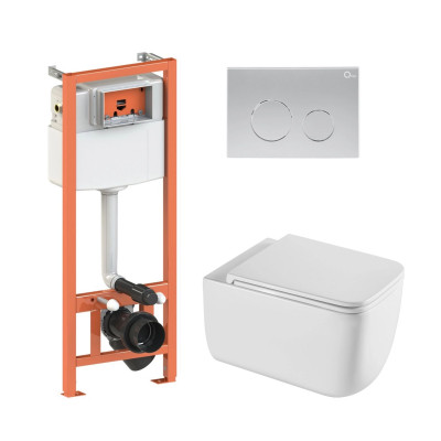 Комплект: Qtap Gemini Ultra Quiet унітаз підвісний QT2533076EUQW + Nest комплект інсталяції 4в1 (Клавіша кругла Satin) QT0133M425 + QT0111M11111SAT Комплект: Qtap Gemini Ultra Quiet унітаз підвісний QT2533076EUQW + Nest комплект інсталяції 4в1 (Клавіша кругла Satin) QT0133M425 + QT0111M11111SAT