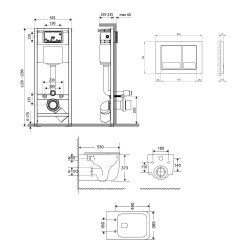 Комплект: Qtap Gemini Ultra Quiet унітаз підвісний QT2533076EUQW + Nest комплект інсталяції 4в1 (Клавіша квадратна Satin) QT0133M425 + QT0111M06029SAT