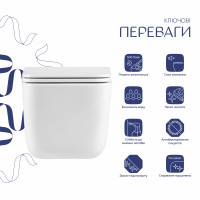 Комплект: Qtap Gemini Ultra Quiet унітаз підвісний QT2533076EUQW + Nest комплект інсталяції 4в1 (Клавіша квадратна Chrome) QT0133M425 +QT0111M06028CRM