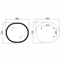 Дзеркало Qtap Gemini 800х700 з LED-підсвічуванням Touch, з антизапотіванням, з димером, рег. темп. кольору (3000-6500K) Reverse QT2578R8071W
