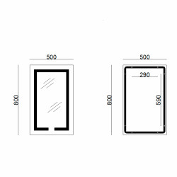Дзеркало Lidz Kubis 500х800 з LED-підсвічуванням Touch, з антизапотіванням, з димером, рег. яскравості LD78LF9365080