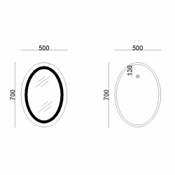Дзеркало Lidz Vida 700х500 з LED-підсвічуванням Touch, з антизапотіванням, з димером, рег. яскравості LD78LF5070