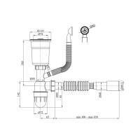 Сифон для кухонної мийки Lidz LK17, випуск 115 мм, колбовий з круглим переливом (выход гофра 40/50мм) (LDLK17SS46398)