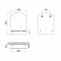 Дзеркало Lidz Anny 140.07.02 (1) 600х850х106 настінне з поличкою прямокутне з дугоподібним верхом та фігурними боками LD78AN6085
