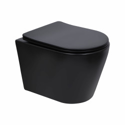 Унітаз підвісний Qtap Scorpio Ultra Quiet безобідковий з сидінням Soft-close MATT BLACK QT14332380AMB