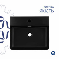 Раковина Qtap Nando LT 500х420х130 Matt black QT12116146AMB