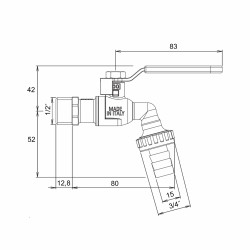 Кран кульовий для поливу Icma 599 1/2"З (з антизамерзанням) сталевий важіль Кран кульовий для поливу Icma 599 1/2"З (з антизамерзанням) сталевий важіль
