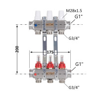 Колектор з витратомірами (нерж.) 1"х3 Icma № К073 Колектор з витратомірами (нерж.) 1"х3 Icma № К073