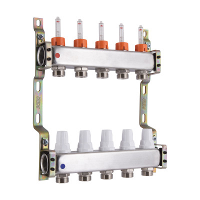 Колектор із витратомірами (нерж.) 1"х5 Icma № К073 Колектор із витратомірами (нерж.) 1"х5 Icma № К073