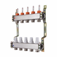 Колектор із витратомірами (нерж.) 1"х5 Icma № К073 Колектор із витратомірами (нерж.) 1"х5 Icma № К073