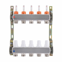 Колектор із витратомірами (нерж.) 1"х5 Icma № К073 Колектор із витратомірами (нерж.) 1"х5 Icma № К073