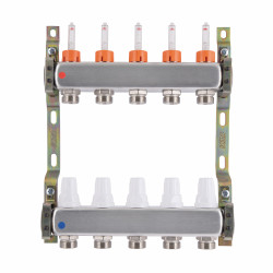 Колектор із витратомірами (нерж.) 1"х5 Icma № К073 Колектор із витратомірами (нерж.) 1"х5 Icma № К073